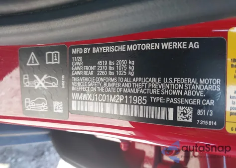 2021 Mini Clubman Cooper S z USA, uszkodzony, nr VIN WMWXJ1C01M2P11985